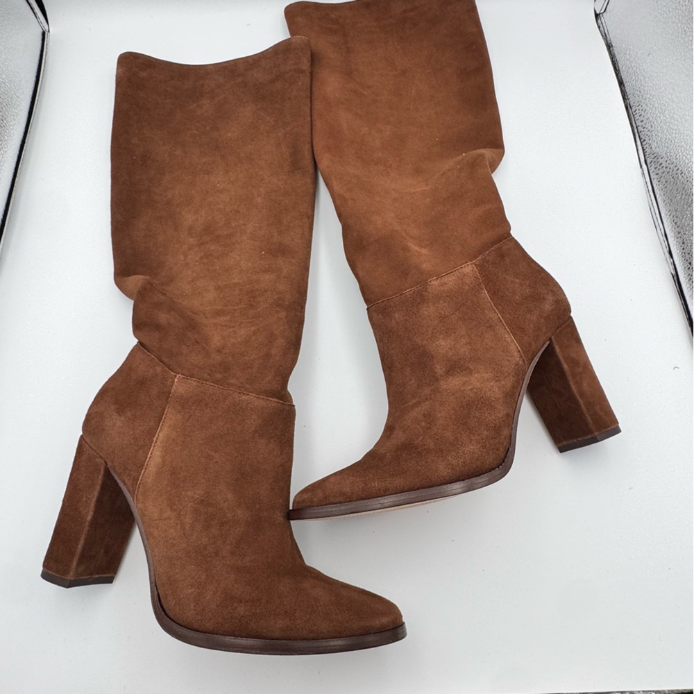 NEW Lauren Ralph Lauren Artizan Tall Brown Suede Boots | Size 8.5 B NIB tobacco